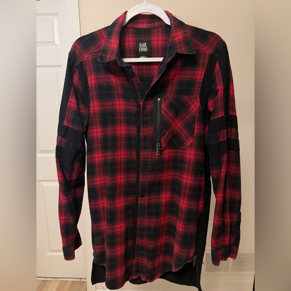 Red and Black Plaid Casual Button Down Shirt